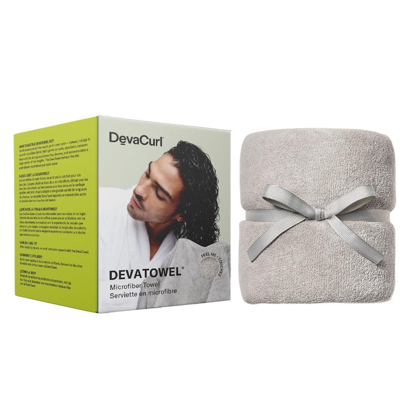 DevaCurl Microfiber Anti-Frizz Hair Towel | Gently Dries | Gray - Image 1